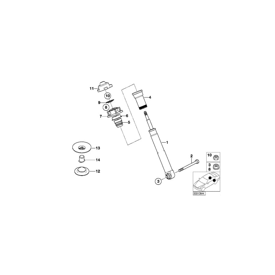 Genuine BMW 33521095096 E39 Shock Absorber, Rear (Inc. 540i)