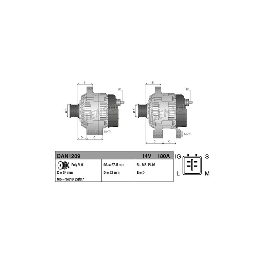 DENSO DAN1209 Alternator