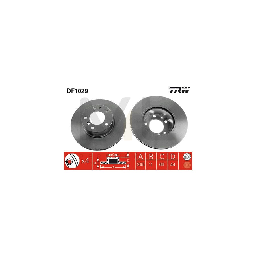 TRW DF1029 Brake Disc Solid, Painted  - 1 piece