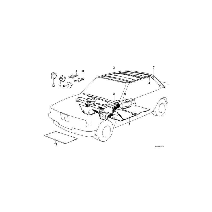 Genuine BMW 51481884260 E30 Sound Insulating Roof Front (Inc. 325ix, 324d & 316)