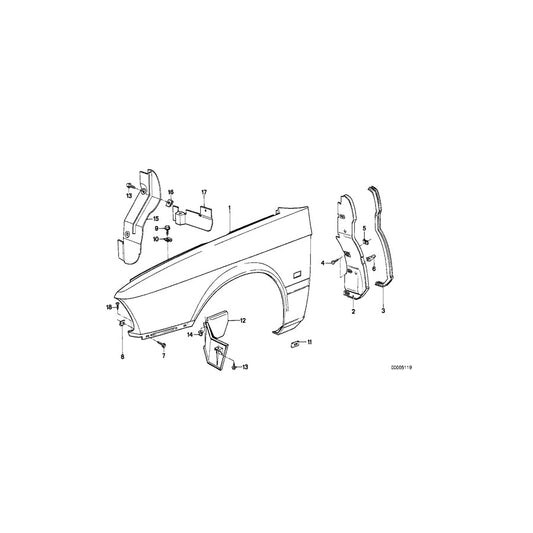 Genuine BMW 41351961671 E28 Side Panel, Front Left (Inc. 525i, 535i & 528e)