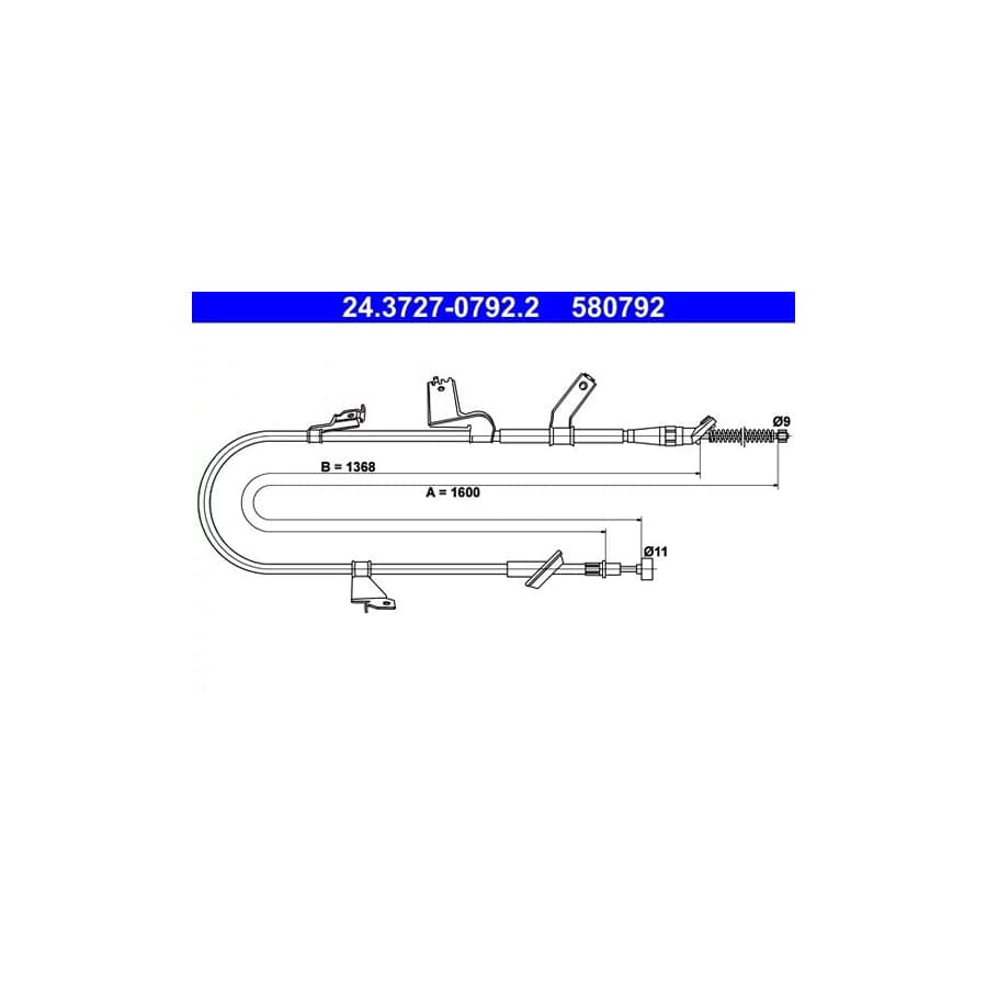 ATE 24.3727-0792.2 Hand Brake Cable