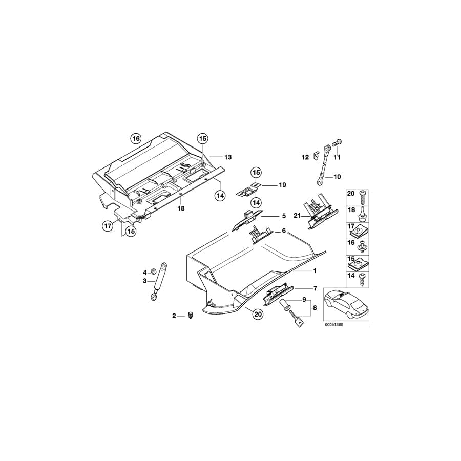 Genuine BMW 51167143321 E39 Glove Box Vinyl GRAU (Inc. 525td, 525d & 520i)