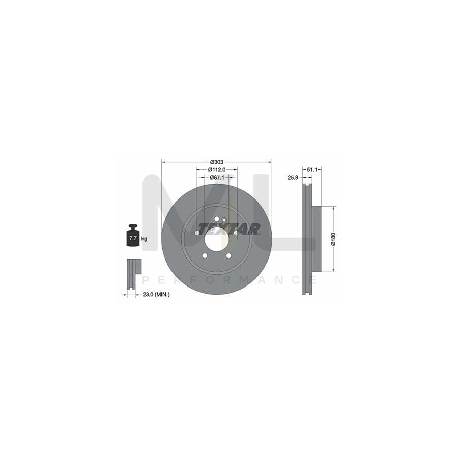 TEXTAR 92089900 Brake Disc suitable for MERCEDES-BENZ ML-Class (W163) Internally Vented, without wheel hub, without wheel studs  - 1 piece