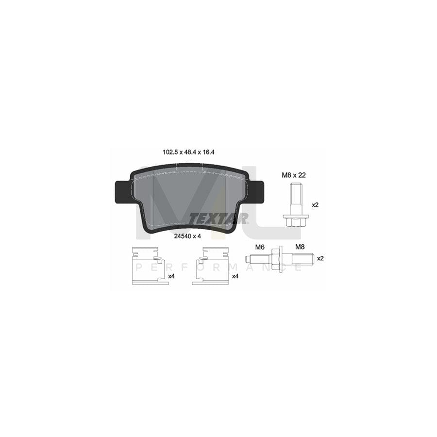 TEXTAR 2454001 Brake pad set not prepared for wear indicator