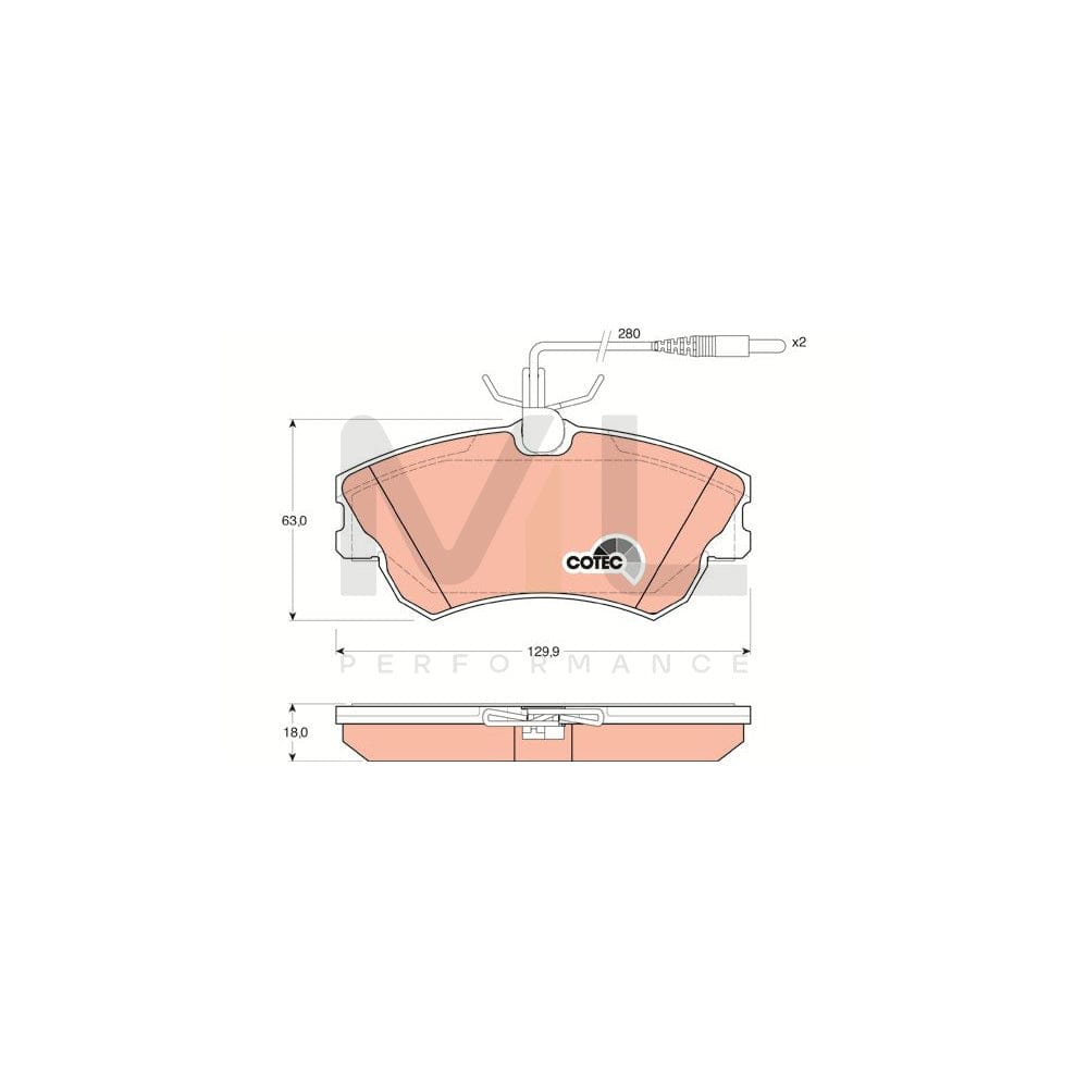 TRW Cotec Gdb1270 Brake Pad Set For Renault Espace Iii (Je) Incl. Wear Warning Contact