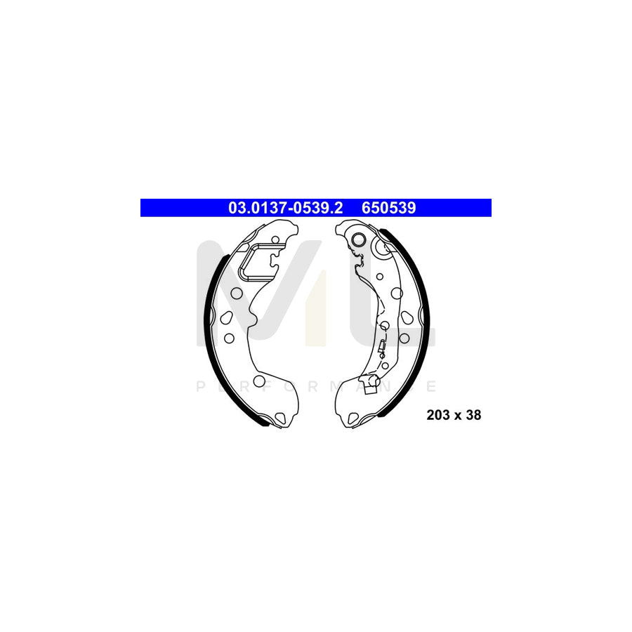ATE 03.0137-0539.2 Brake Shoe Set with lever