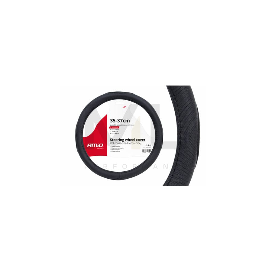 AMiO SWC-09 01364 Steering wheel cover Black, Ø: 35-37cm, Leatherette