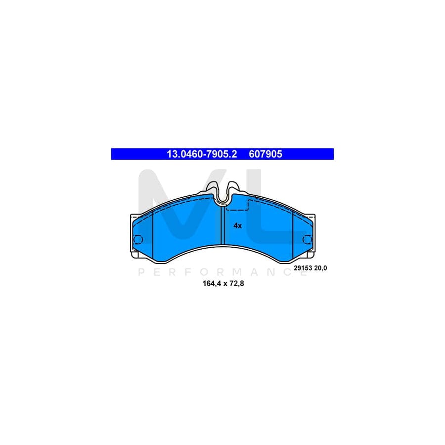 ATE 13.0460-7905.2 Brake pad set excl. wear warning contact, prepared for wear indicator