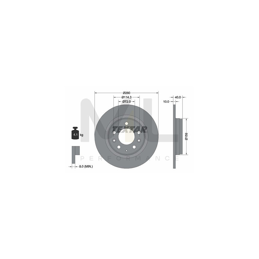 TEXTAR 92125600 Brake Disc Solid, without wheel hub, without wheel studs  - 1 piece