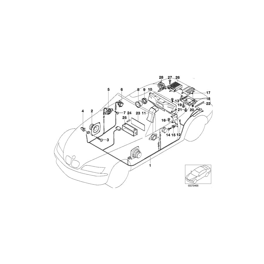 Genuine BMW 61108407940 E36 Audio Wiring Harness HARMAN KARDON (Inc. Z3)