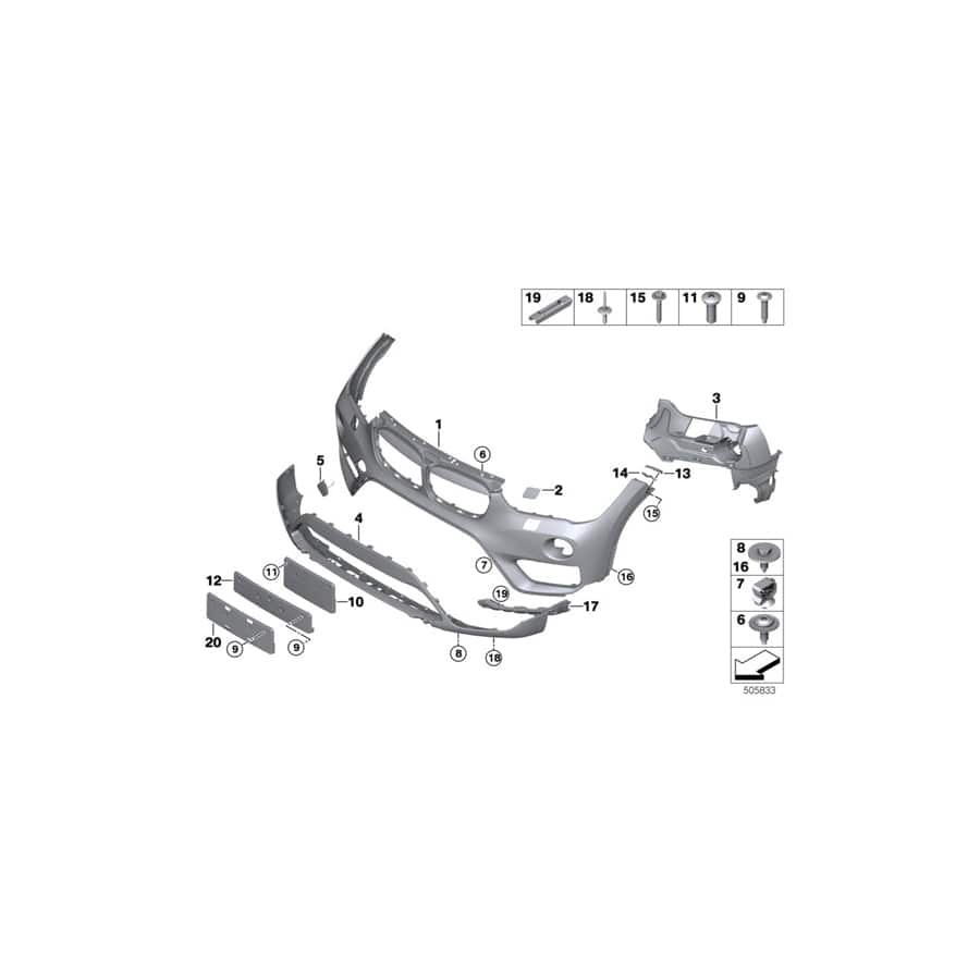 Genuine BMW 51117354816 F48 Trim For Bumper, Bottom Section Front (Inc. X1 28iX, X1 25iX & X1 20i)