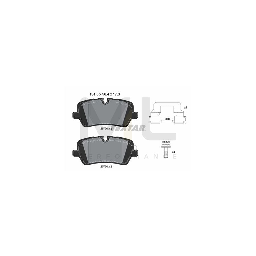 TEXTAR 2572001 Brake pad set prepared for wear indicator, with accessories