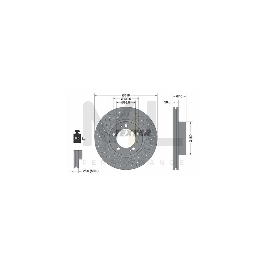 TEXTAR OE-Line 92099910 Brake Disc Perforated / Vented, Coated, High-carbon, without wheel hub, without wheel studs