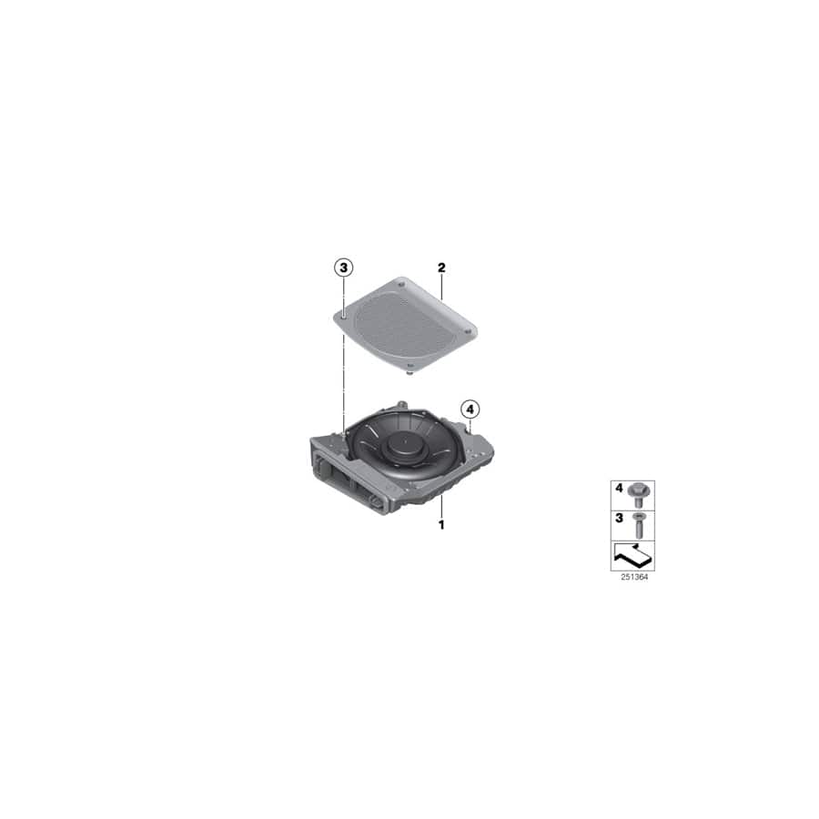 Genuine BMW 65139232126 F23 F87 Central Bass, Right HARMAN KARDON (Inc. 120d, 120dX & 116i)