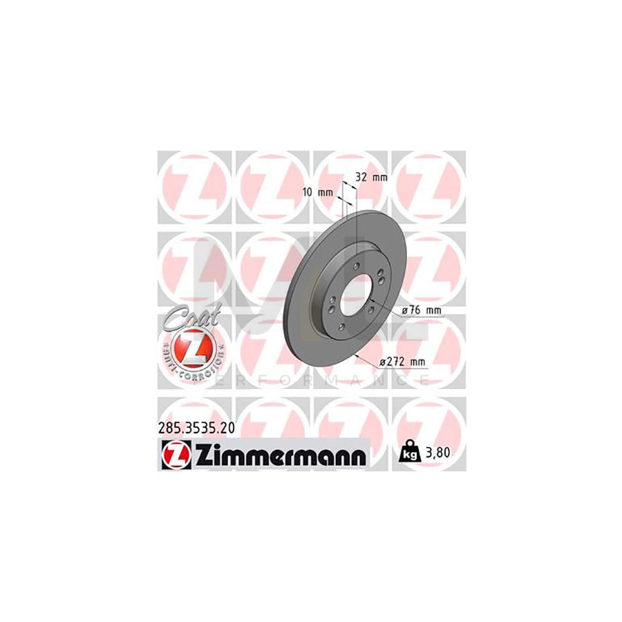 ZIMMERMANN COAT Z 285.3535.20 Brake Disc Solid, Coated  - 1 piece