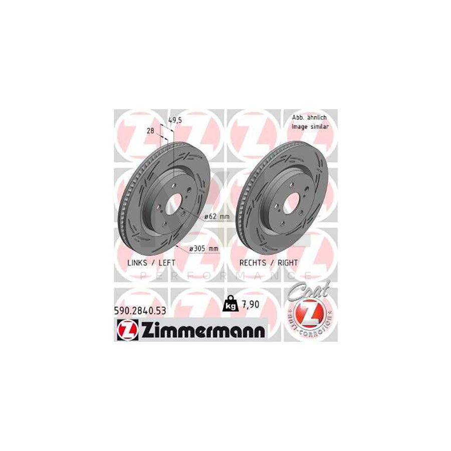 ZIMMERMANN 590.2840.53 Brake Disc for TOYOTA RAV4 V (XA50) Internally Vented, Slotted, Coated  - 1 piece