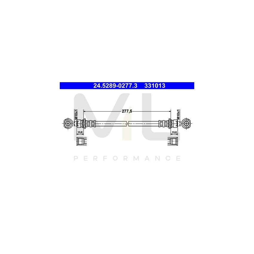 ATE 24.5289-0277.3 Brake Hose for HONDA CIVIC 277,5mm, M10x1