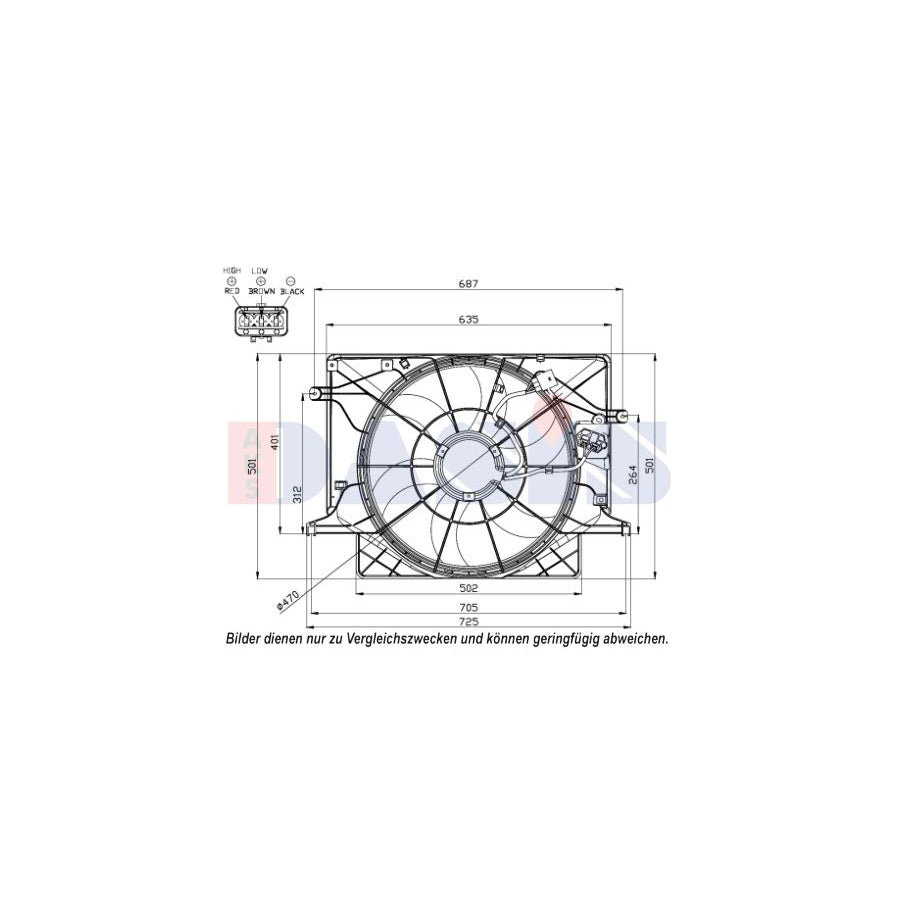 AKS Dasis 568047N Fan, Radiator for Hyundai Genesis I Coupe (Bk)