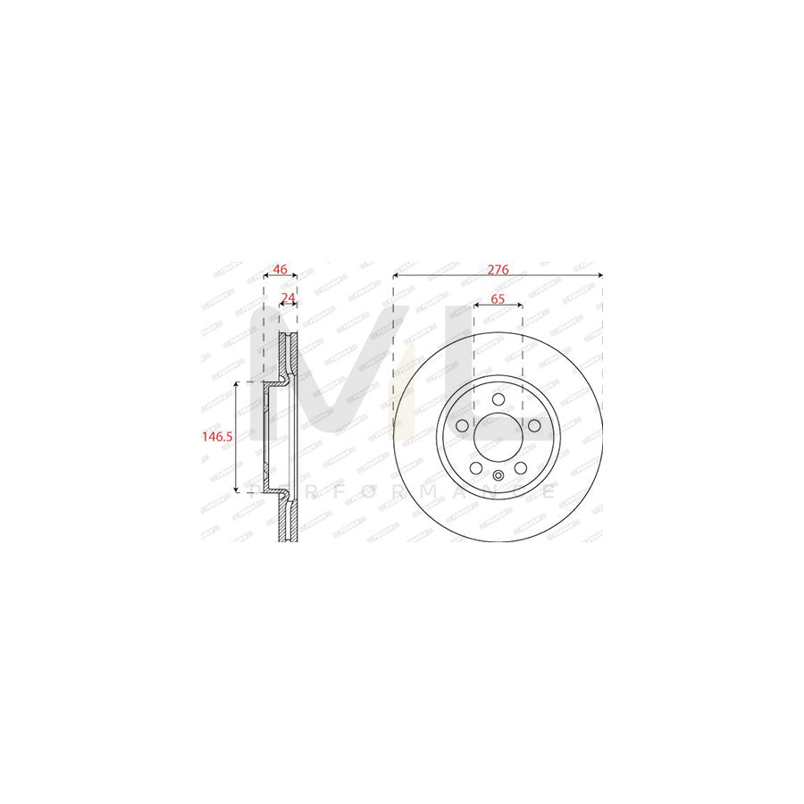 Ferodo DDF2664C Brake Disc Vented, Coated  - Pair