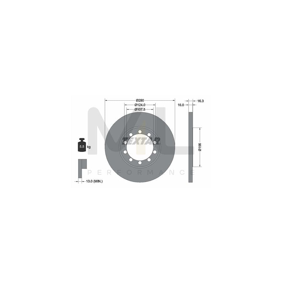 TEXTAR 92152000 Brake Disc Solid, without wheel hub, without wheel studs  - 1 piece