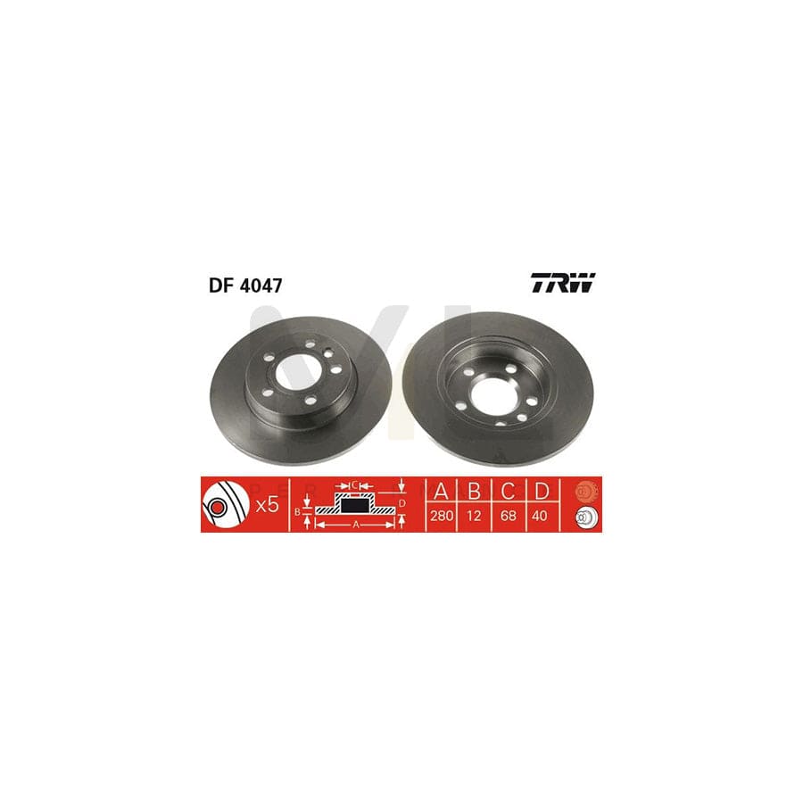 TRW DF4047 Brake Disc Solid, Painted  - 1 piece