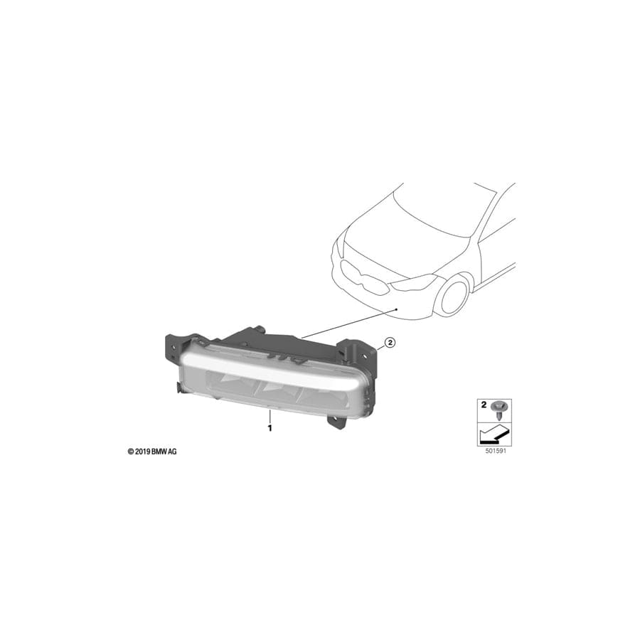 Genuine BMW 63177433787 G21 F44 G20 Front Fog Lamp, Led, Left (Inc. 330d, 330dX & 330i)