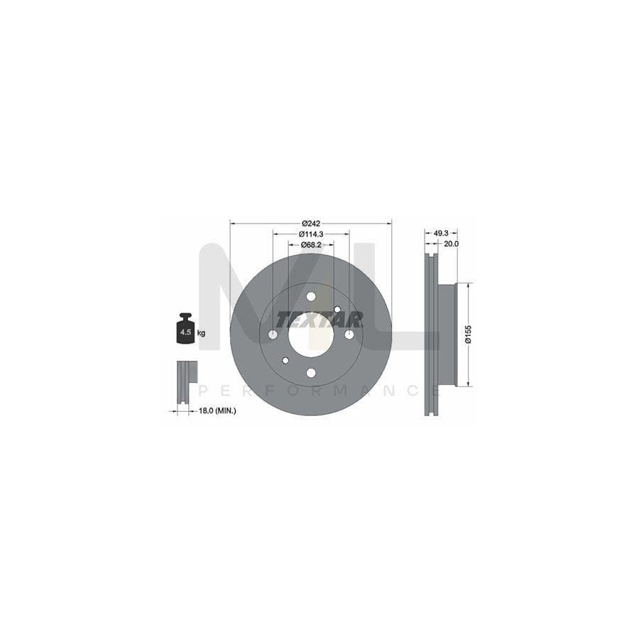 TEXTAR 92056200 Brake Disc for NISSAN PRIMERA Internally Vented, without wheel hub, without wheel studs  - 1 piece