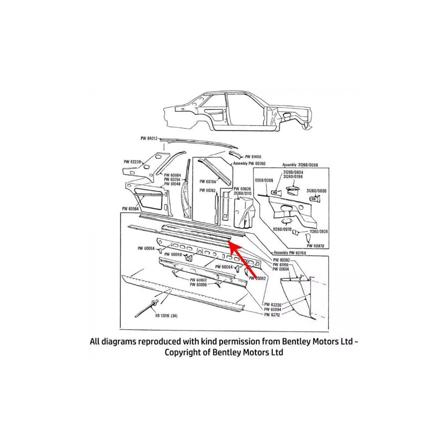 GENUINE Rolls-Royce PW61166 RIGHT HAND SILL TREAD PANEL