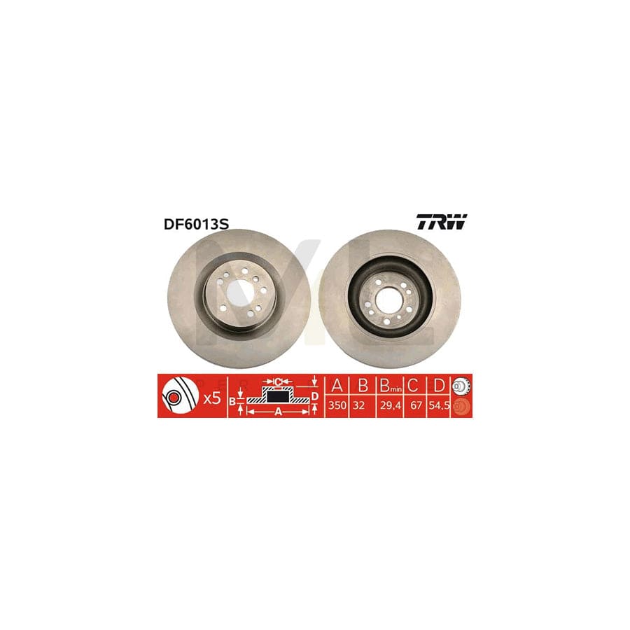 TRW DF6013S Brake Disc Vented  - 1 piece