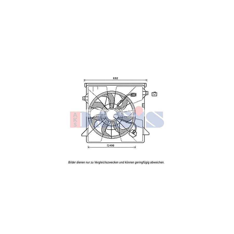 AKS Dasis 568055N Fan, Radiator for Hyundai Santa Fé III (DM)