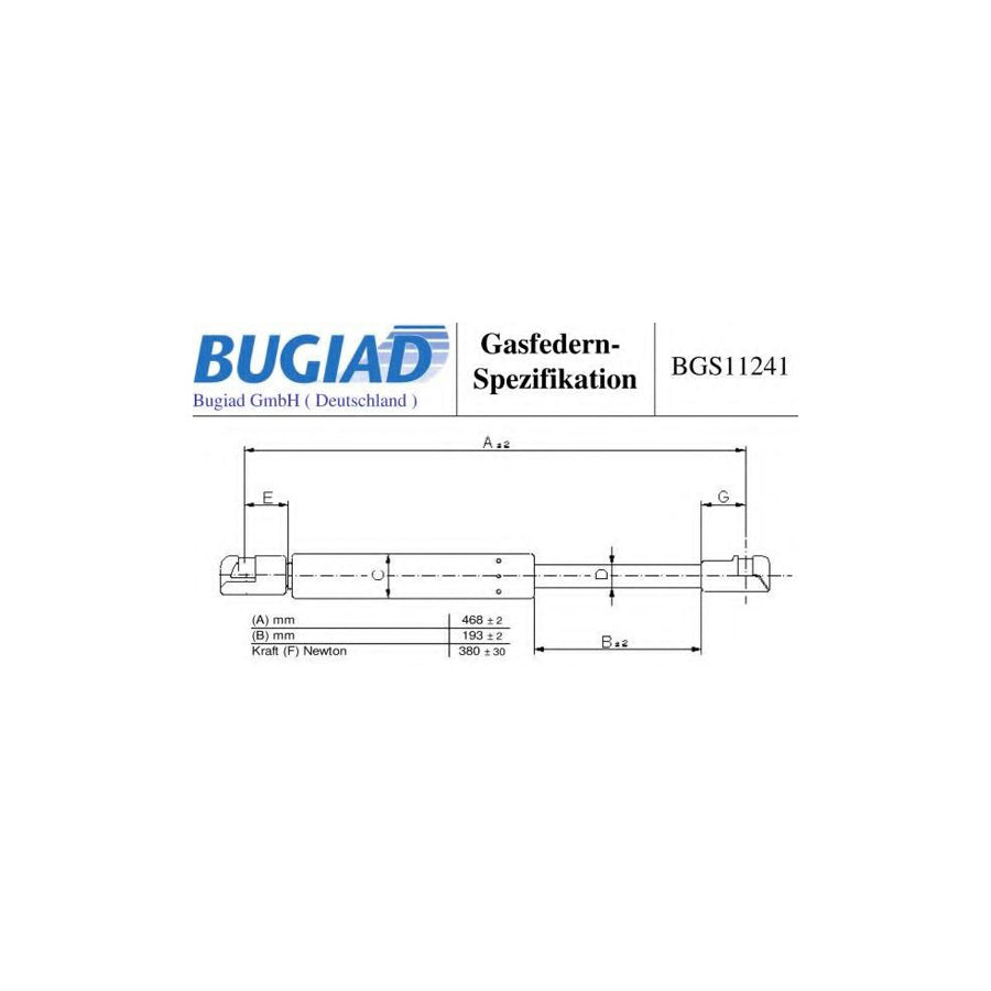 BUGIAD Bgs11241 Tailgate Strut for Volvo Xc90 I (C, 275)