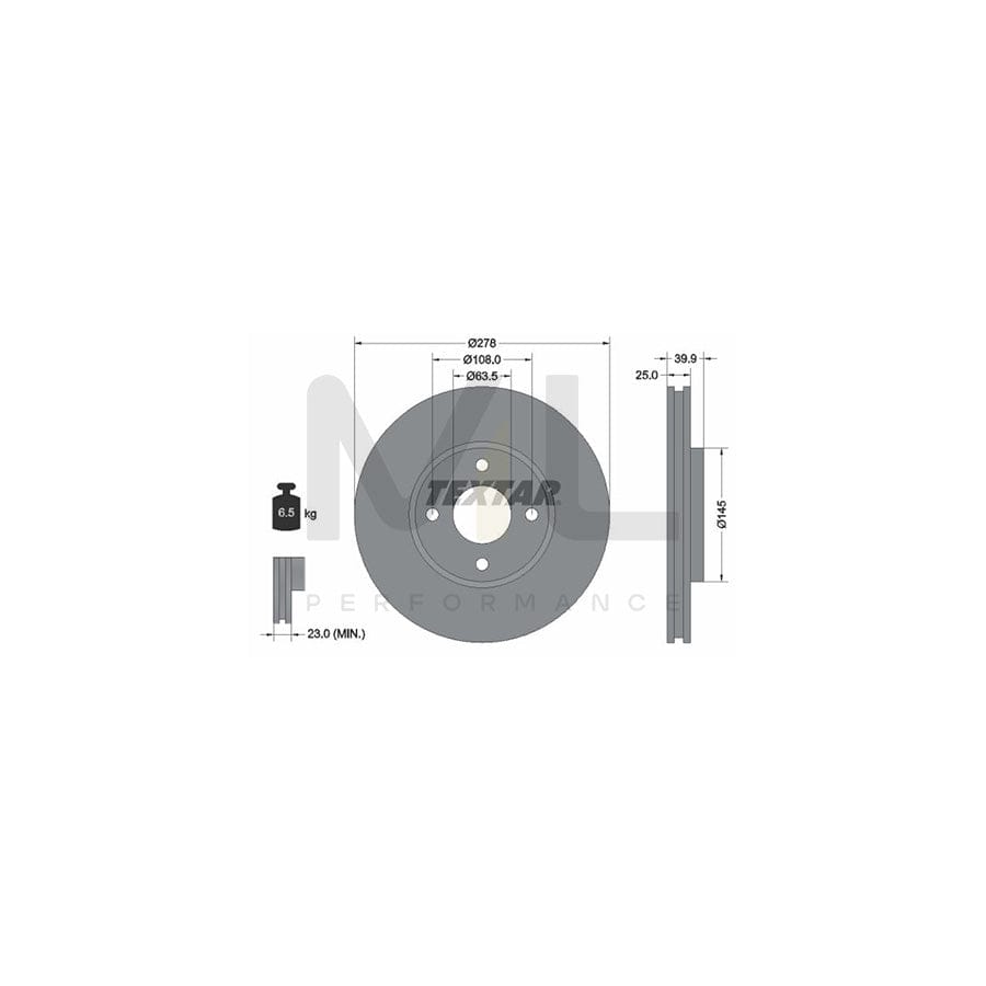TEXTAR PRO 92279003 Brake Disc for FORD Ecosport Mk2 Internally Vented, Coated, without wheel hub, without wheel studs  - 1 piece