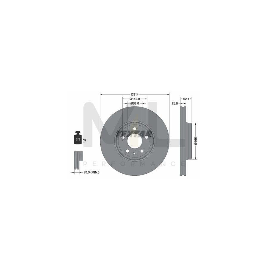 TEXTAR PRO+ 92282905 Brake Disc Internally Vented, Coated, High-carbon, without wheel hub, without wheel studs  - 1 piece