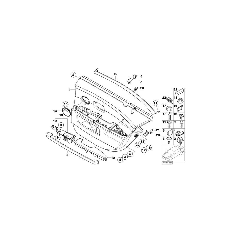 Genuine BMW 51427149980 E66 Door Fibre-Optic Decor Strip, Rear Right TITAN87 (Inc. 740Li, 730Ld & 730Li)