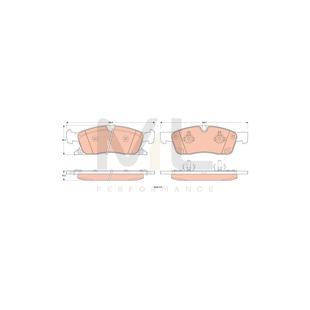 TRW Gdb4604 Brake Pad Set For Jeep Grand Cherokee Iv (Wk, Wk2) With Acoustic Wear Warning