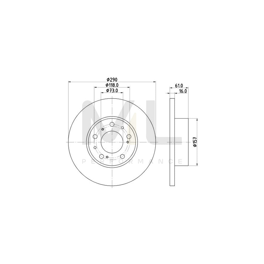 HELLA 8DD 355 101-781 Brake Disc Solid, without wheel hub, without wheel studs | ML Performance Car Parts