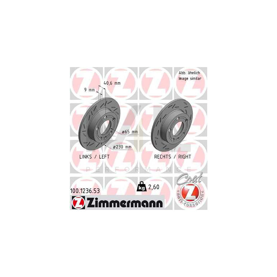 ZIMMERMANN BLACK Z 100.1236.53 Brake Disc Slotted, Solid, Coated  - 1 piece