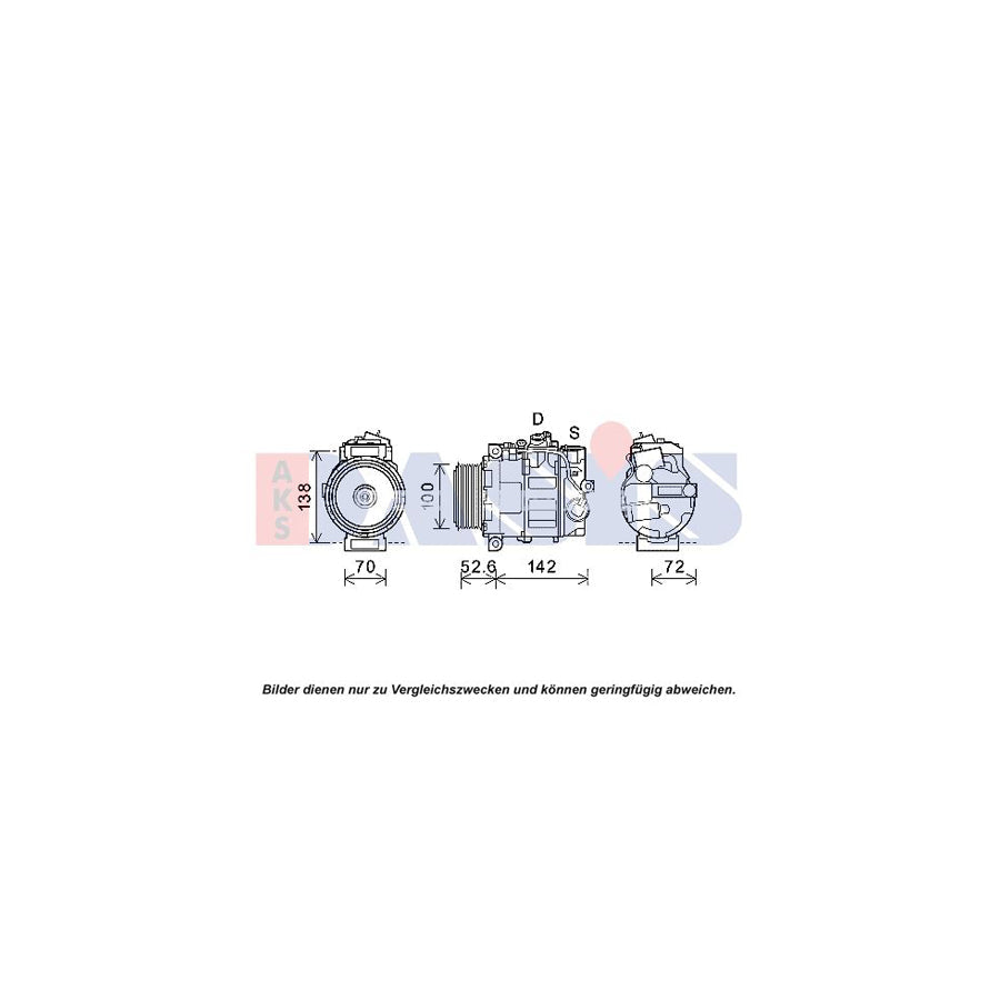 AKS Dasis 852715N Compressor, Air Conditioning Suitable for Mercedes-Benz S-Class Saloon (W221)