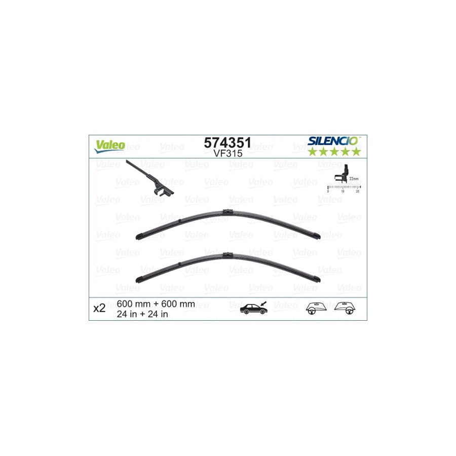 Valeo Silencio Flat Blade Set, Silencio X.Trm 574351 Wiper Blade