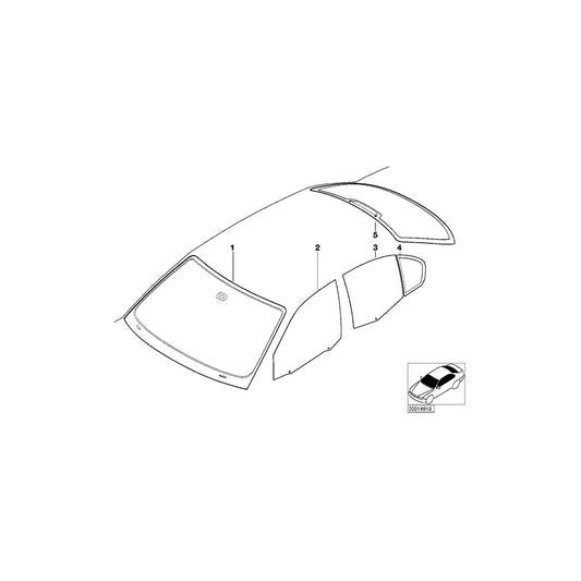 Genuine BMW 51348196029 E46 Side Window,Green Fixed,Left Rear Door (Inc. 330i, 325i & 323i)