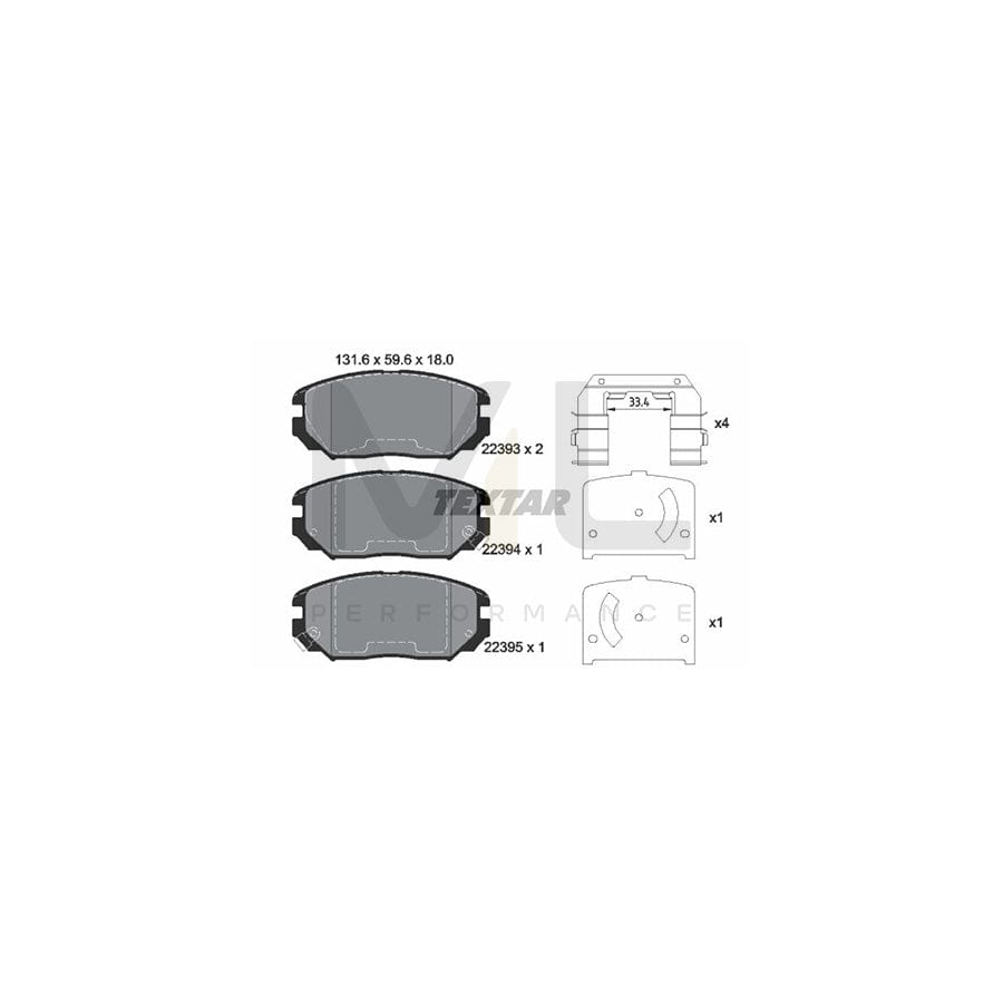 TEXTAR 2239301 Brake pad set with acoustic wear warning