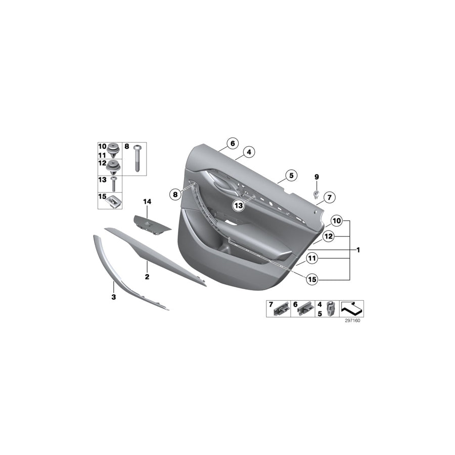 Genuine BMW 51422992914 E84 Door Lining Leather Rear Right OYSTER (Inc. X1 23dX, X1 20i & X1 25dX)
