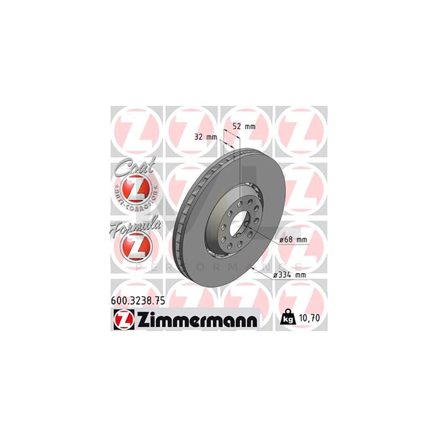 ZIMMERMANN FORMULA Z COAT Z 600.3238.75 Brake Disc for VW PASSAT Two-piece brake disc, Vented, Coated, Alloyed / High-carbon