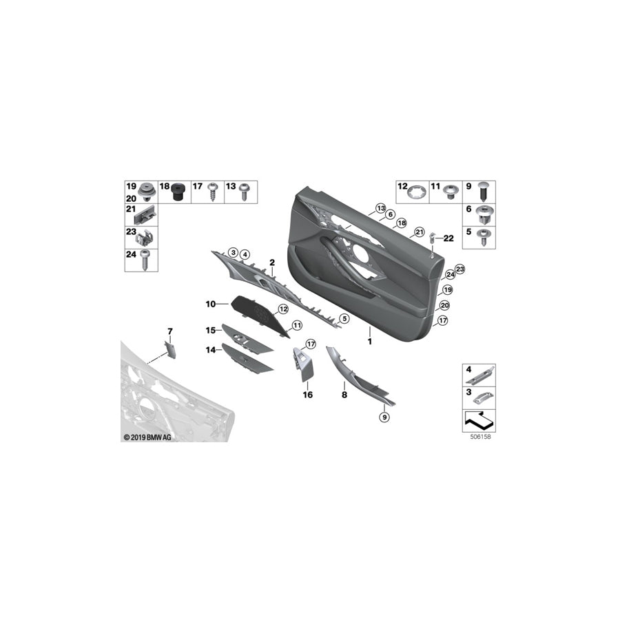 Genuine BMW 51419892577 F93 G16 Door Trim Panel Left SCHWARZ (Inc. 840dX, M8 & 840iX)