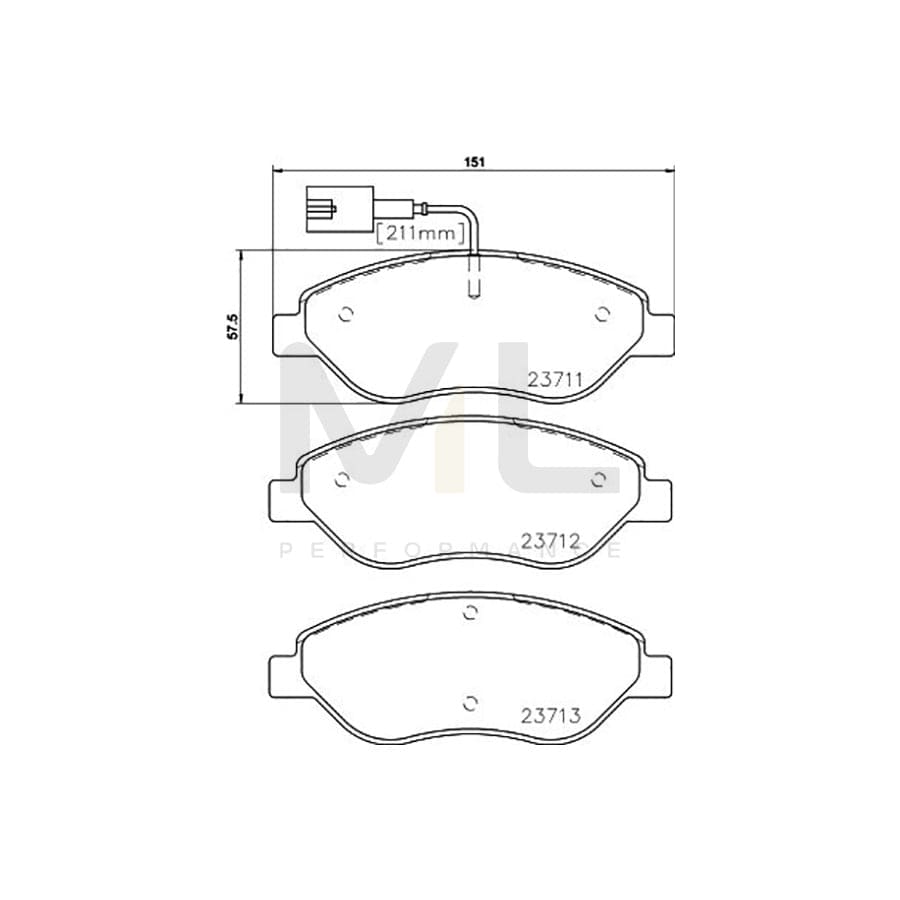 TEXTAR 2371102 Brake pad set with integrated wear warning contact, with accessories
