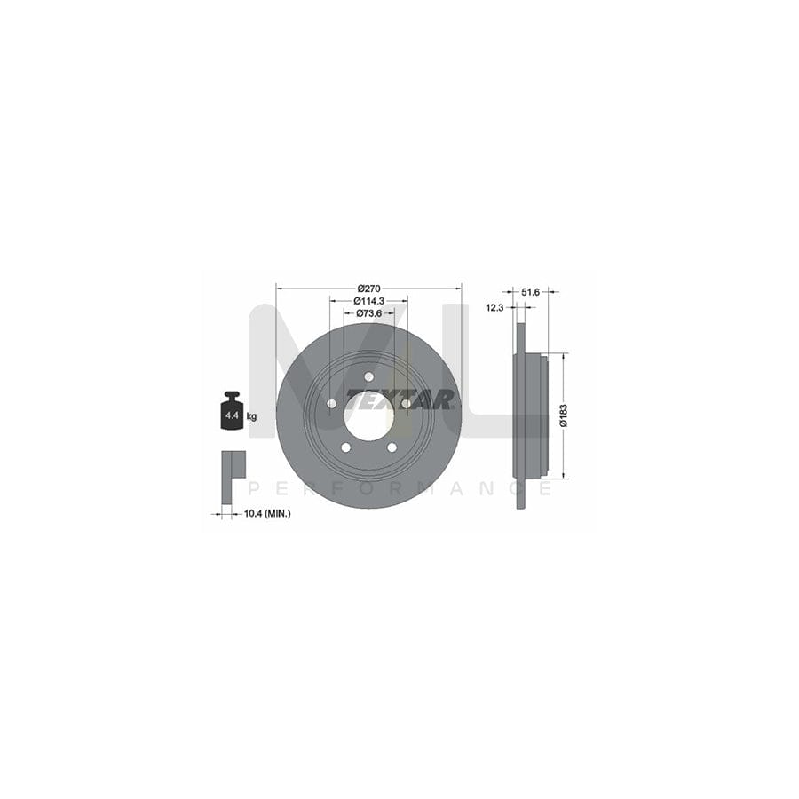 TEXTAR PRO 92271503 Brake Disc Solid, Coated, without wheel hub, without wheel studs  - 1 piece