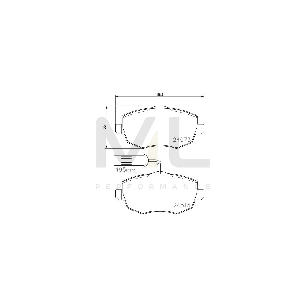 Hella 8DB 355 012-851 Brake Pad Set For Lancia Ypsilon Ii (843) With Integrated Wear Warning Contact, With Accessories | ML Performance Car Parts