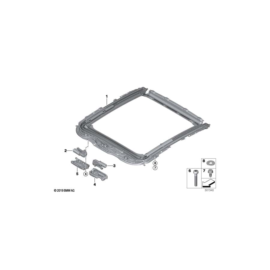 Genuine BMW 54109466553 F44 Frame Sliding-Lifting Roof (Inc. 220d, M235iX & 218i)