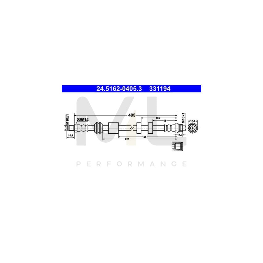 ATE 24.5162-0405.3 Brake Hose 405mm, M10x1